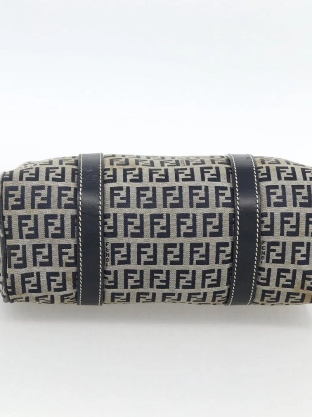FENDI Zucchino Canvas Hand Bag Navy Silver Auth LNZ205 - Picture 9 of 16